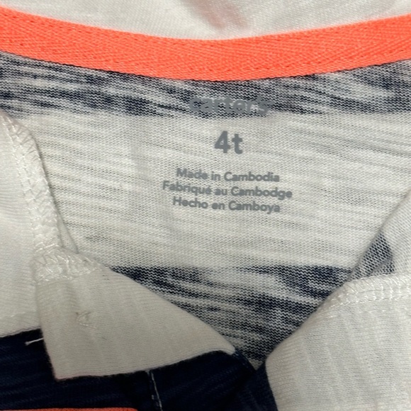 Boys Carters Toddler 4T Polo Shirt Top Stripes Blue Neon Orange Short Sleeve NWT - Picture 6 of 7